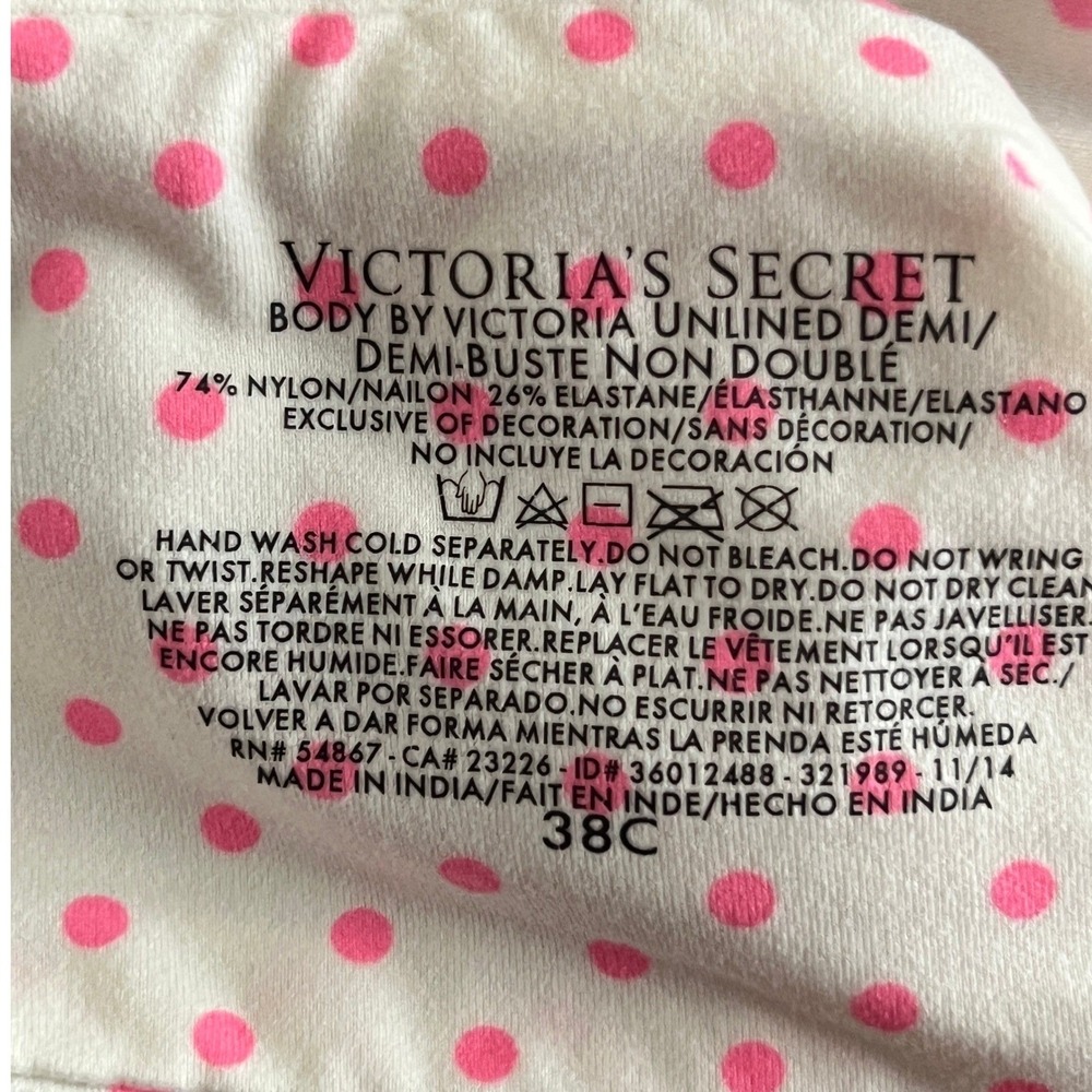 Victoria's Secret Body by Victoria Polka Dot Lace Underwire Bra 38C Coquette - Picture 11 of 11